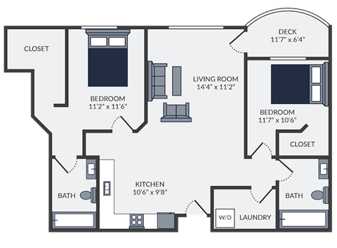 a floor plan of a two bedroom apartment